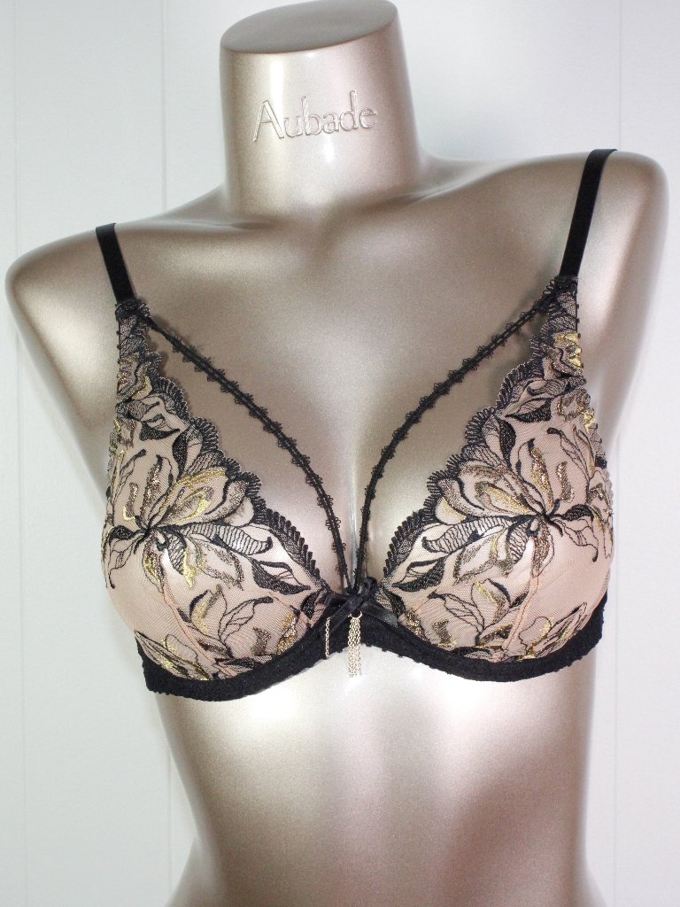 Aubade Paris Sample Encre De Chine Beige And Black Bra 34 B